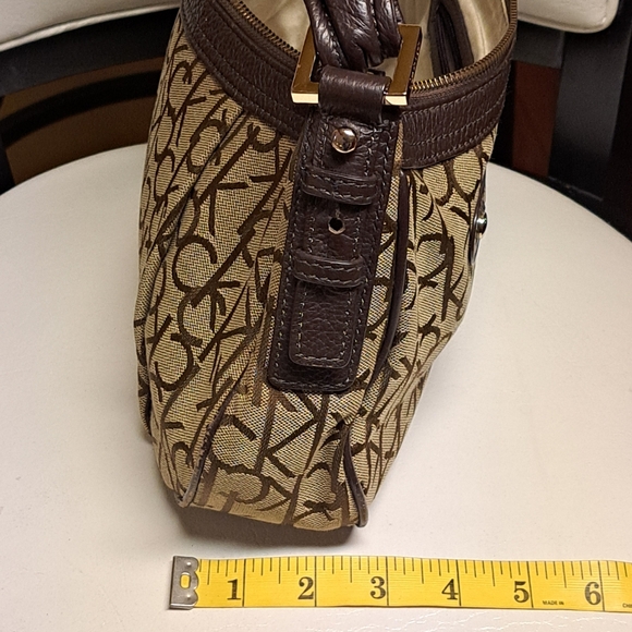 Calvin Klein Canvas & Leather Monogram Baguette Vintage Shoulder Bag GUC - Picture 10 of 16